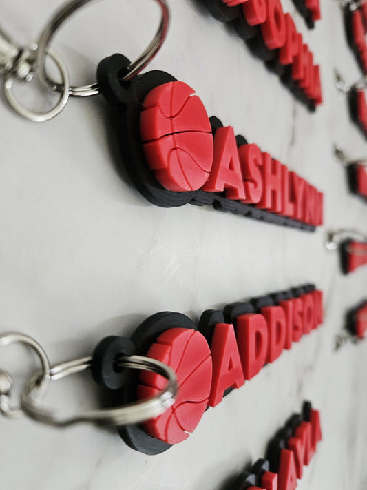 Custom Basketball Name Keychain, 3D Printed Bag Tag, Personalized Sports Team, Senior Night Gift