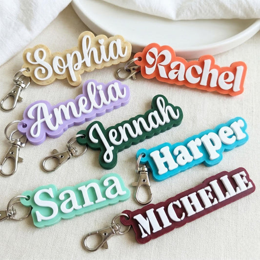 Personalized 3D Printed Name Keychain – Custom Backpack Tag, Kids School Bag Label