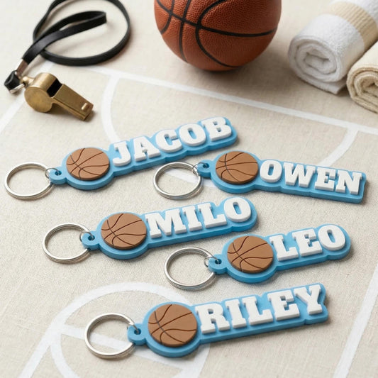 Custom Basketball Name Keychain, 3D Printed Bag Tag, Personalized Sports Team, Senior Night Gift