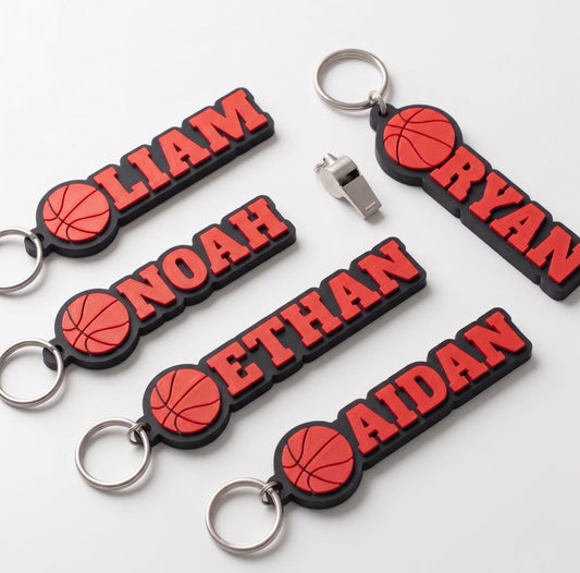 Custom Basketball Name Keychain, 3D Printed Bag Tag, Personalized Sports Team, Senior Night Gift