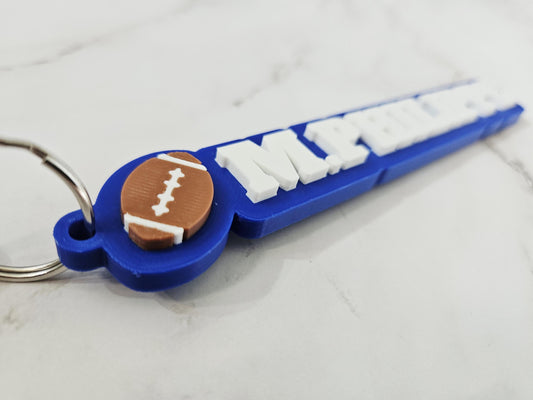 Custom Football Boy Name Keychain, 3D Printed Bag Tag, Sports Team Accessory