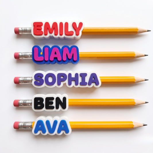 Personalized Name Pencil Topper, 3D Printed Custom Pencil Cap, Back to School Student Gift, Two Tone Name Label, Kids Party Favor