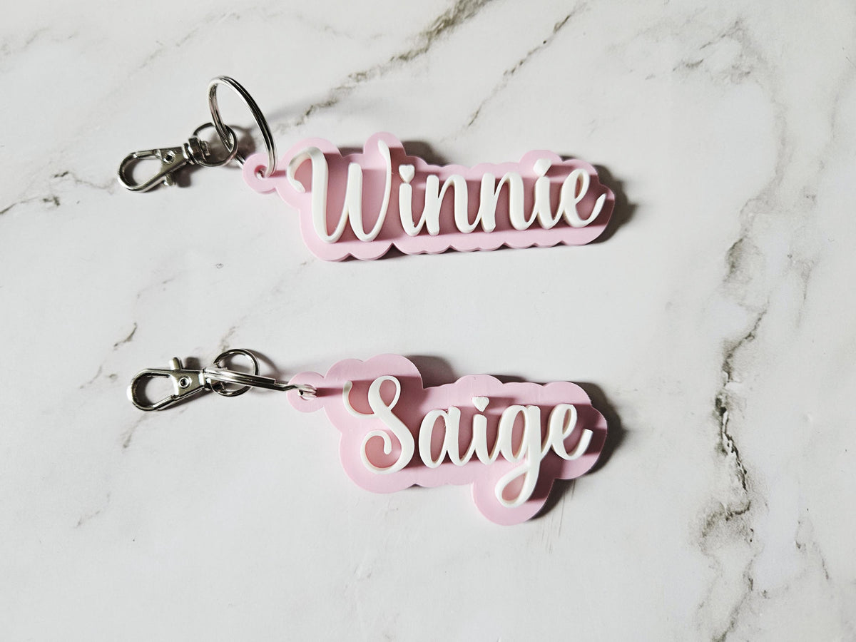 Personalized 3D Printed Name Keychain – Custom Backpack Tag, Kids School Bag Label