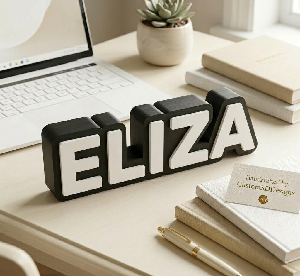 Personalized 3D Printed Name for Desk - Custom Office Desk Sign, Modern Decor