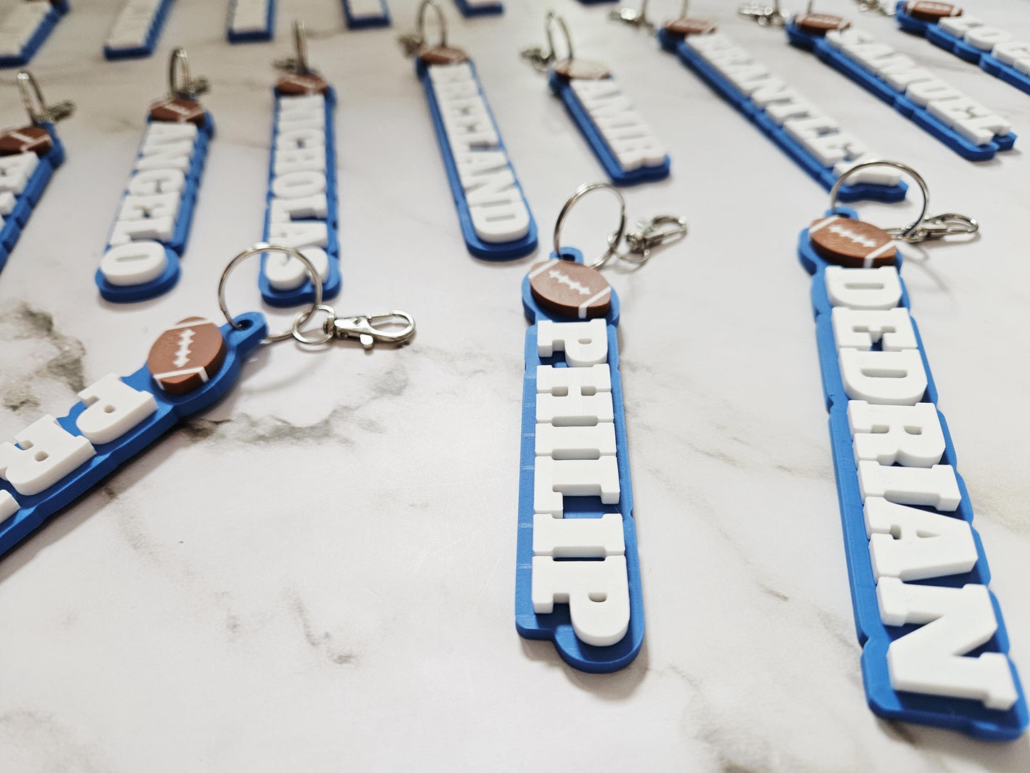 Custom Football Boy Name Keychain, 3D Printed Bag Tag, Sports Team Accessory
