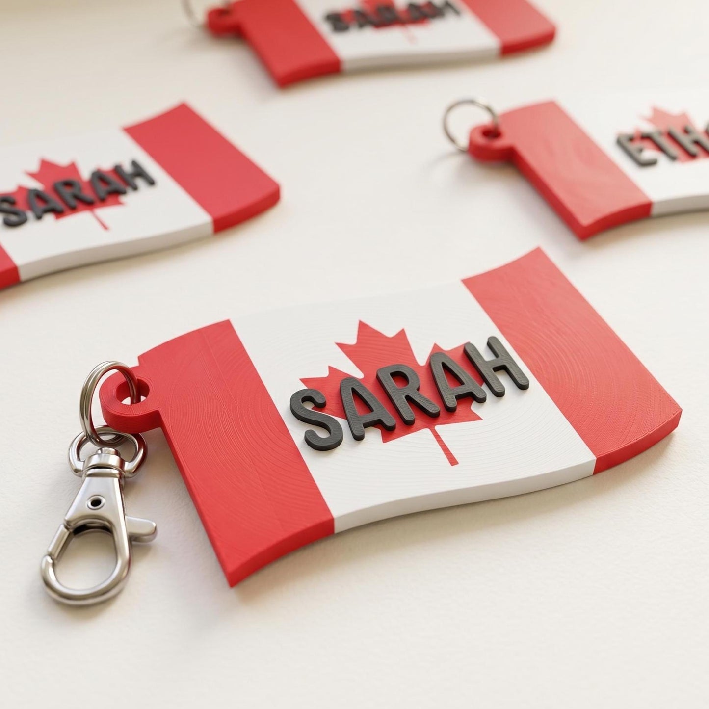 Custom Waving Flag Keychain – Personalized Name Luggage Tag, Matte Finish Bag Charm