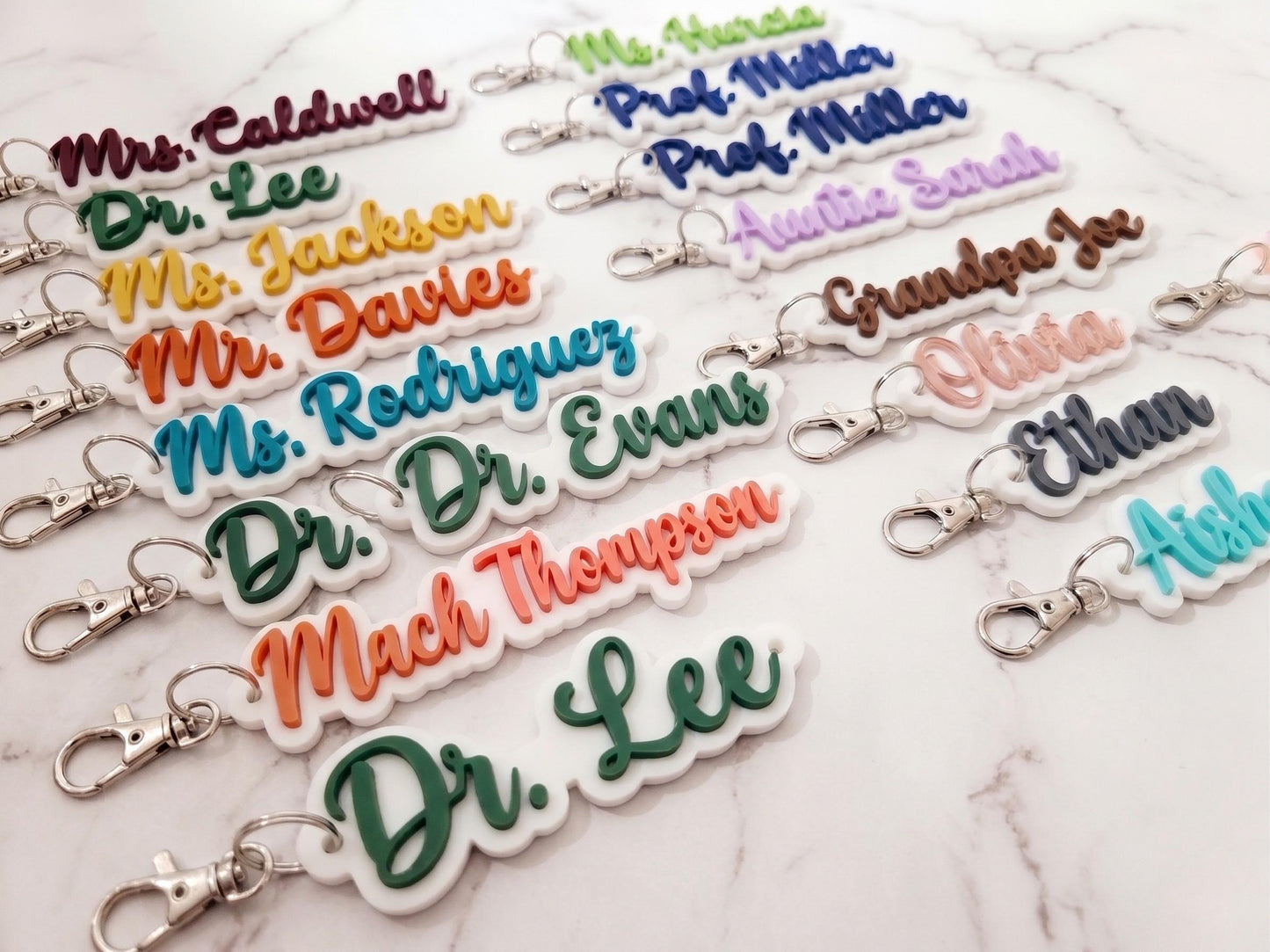 Personalized Teacher Gift Keychain - Custom Name Bag Tag for School - Teacher Appreciation Gift - 3D Printed Script Name Charm - Premium