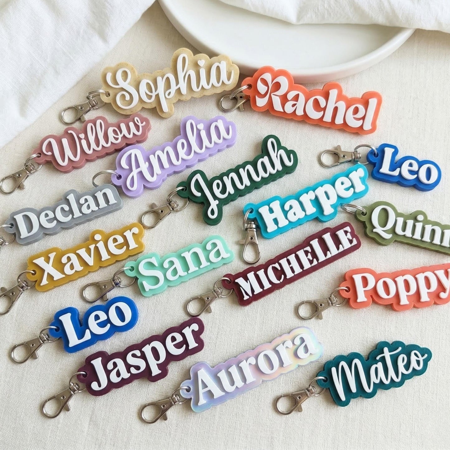 Personalized 3D Printed Name Keychain – Custom Backpack Tag, Kids School Bag Label