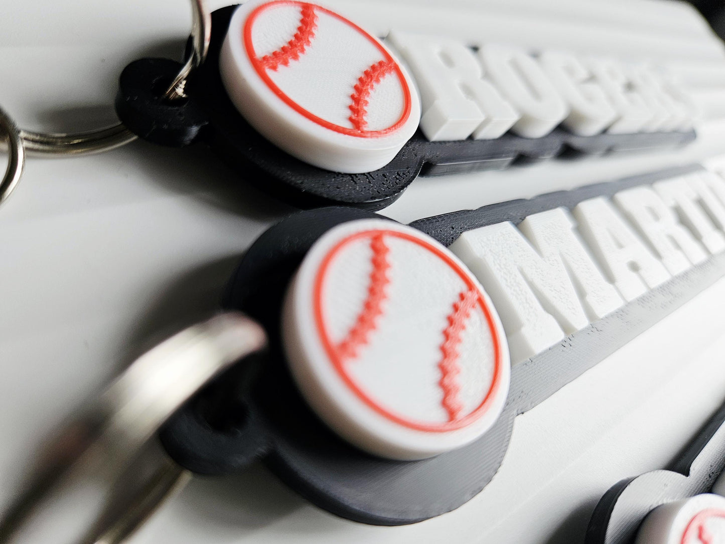 Personalized Baseball Keychain Custom Name Charm for Sports Team Gifts and School Backpacks