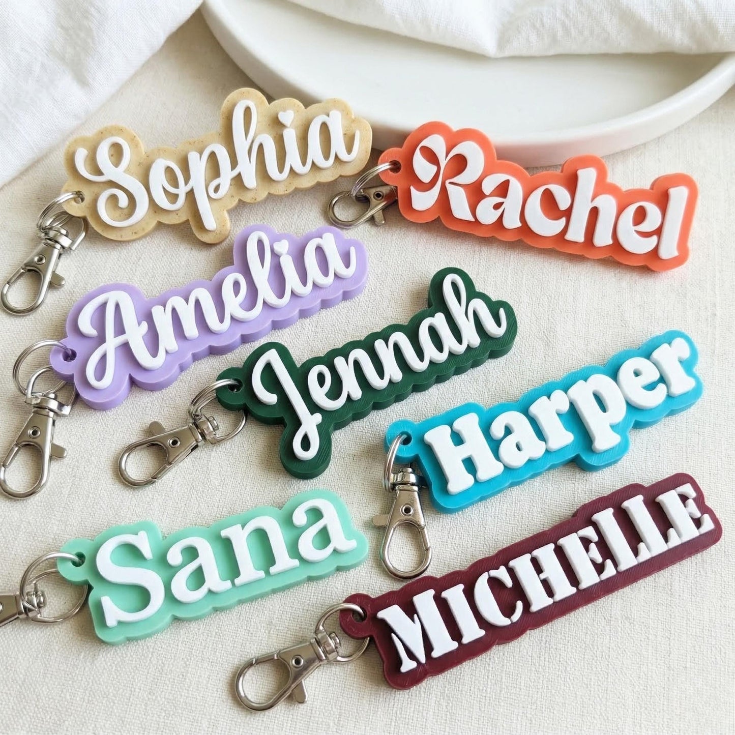 Personalized 3D Printed Name Keychain – Custom Backpack Tag, Kids School Bag Label