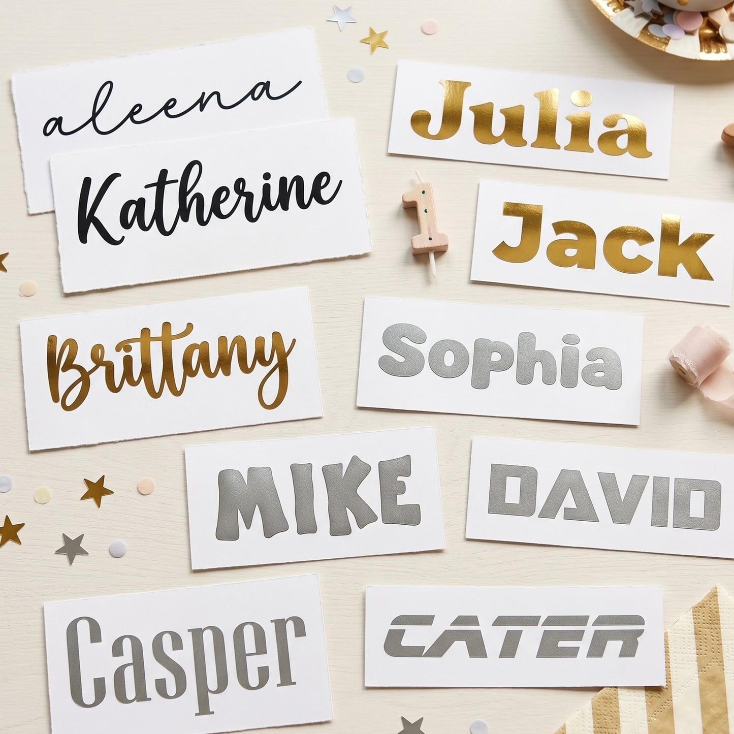 Custom Name Vinyl Decals, Party Stickers for tumblers, water bottles