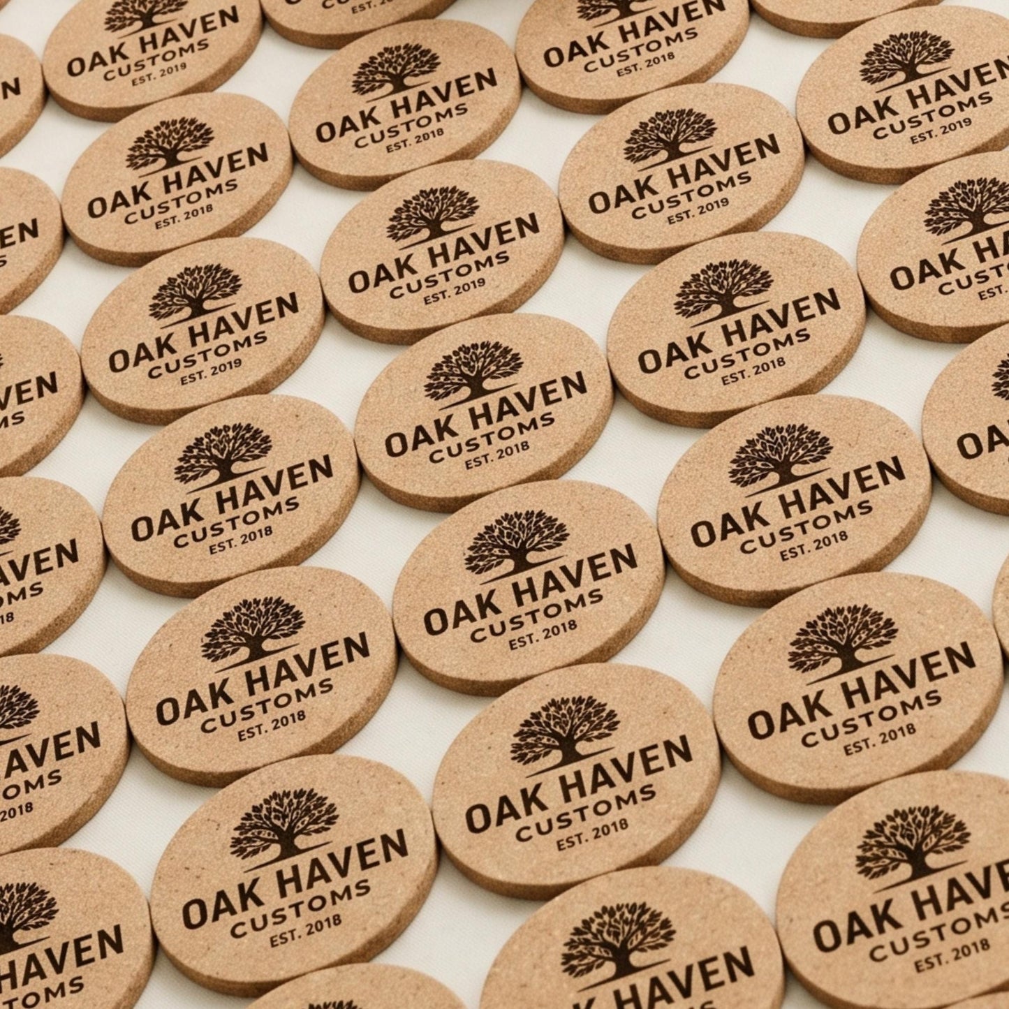 Personalized Cork Coasters, Custom Engraved Wedding Favors, Business Logo Promo - 4" Round