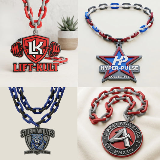 Custom 3D Printed Sports Logo Necklace, Team Spirit Chain, Football Turn over Chain