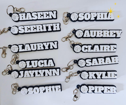 Custom Volleyball Boy Name Keychain, 3D Printed Bag Tag, Sports Team Accessory