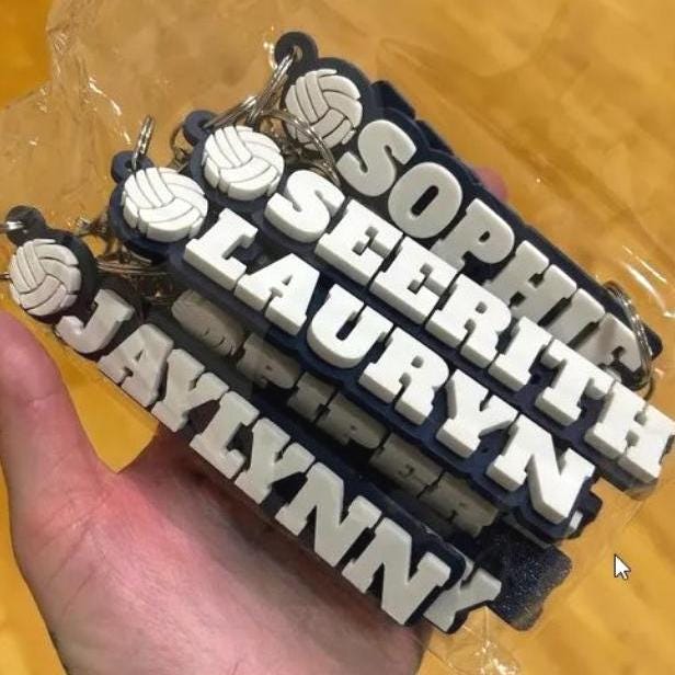 Custom Boy Name Keychain, 3D Printed Bag Tag, Sports Team Accessory