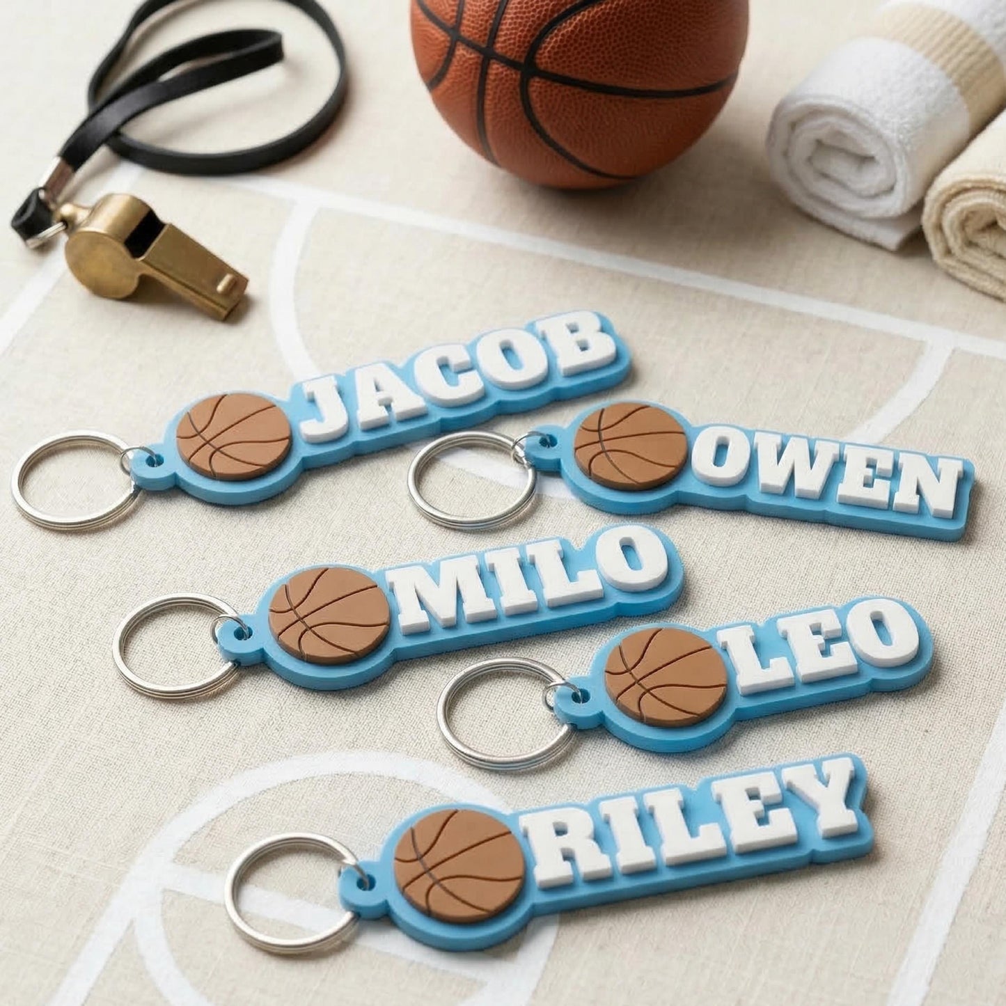 Custom Basketball Name Keychain, 3D Printed Bag Tag, Personalized Sports Team, Senior Night Gift