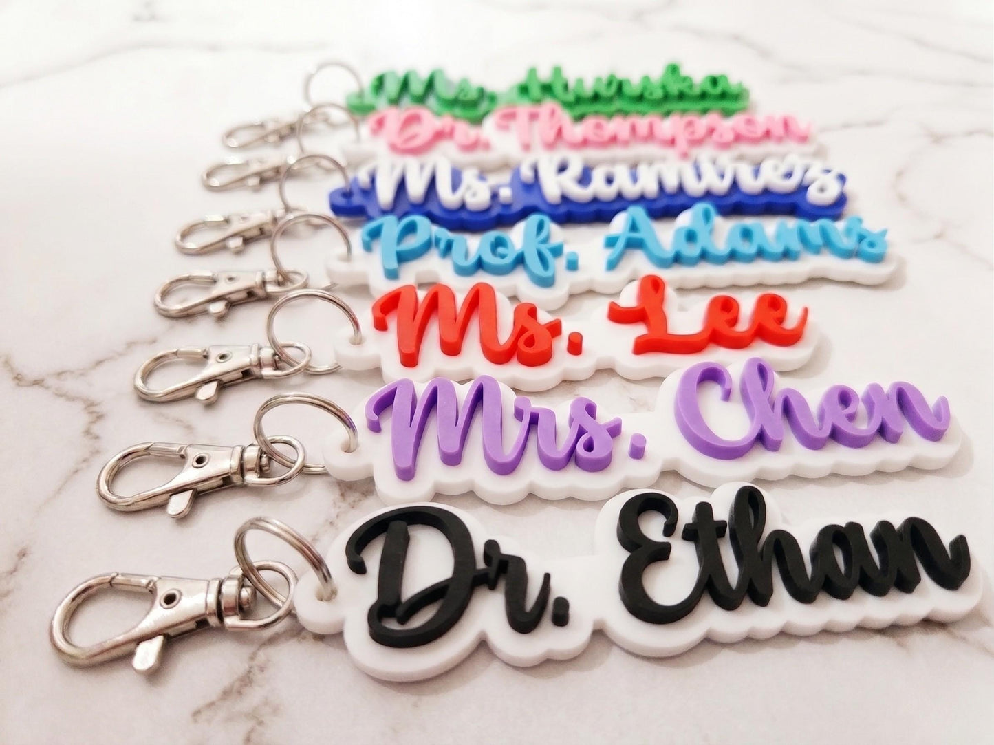 Personalized Teacher Gift Keychain - Custom Name Bag Tag for School - Teacher Appreciation Gift - 3D Printed Script Name Charm - Premium