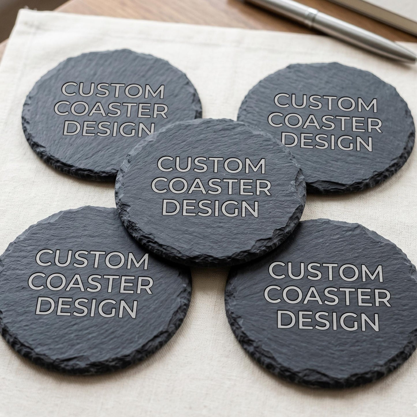 Custom Slate Coaster Set, Personalized Laser Engraved Housewarming Gifts