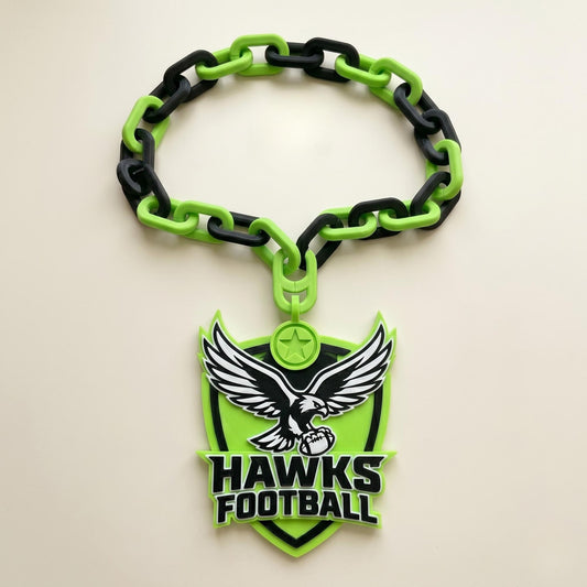 Custom 3D Printed Sports Logo Necklace, Team Spirit Chain, Football Turn over Chain