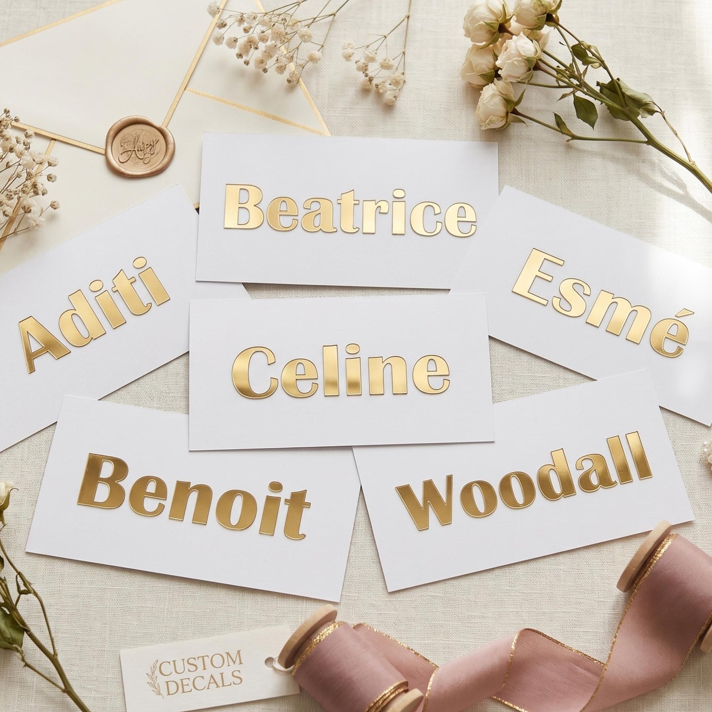 Personalized Name Vinyl Decals, Wedding and Party Stickers