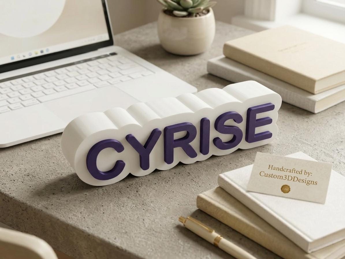 Personalized 3D Printed Name for Desk - Custom Office Desk Sign, Modern Decor