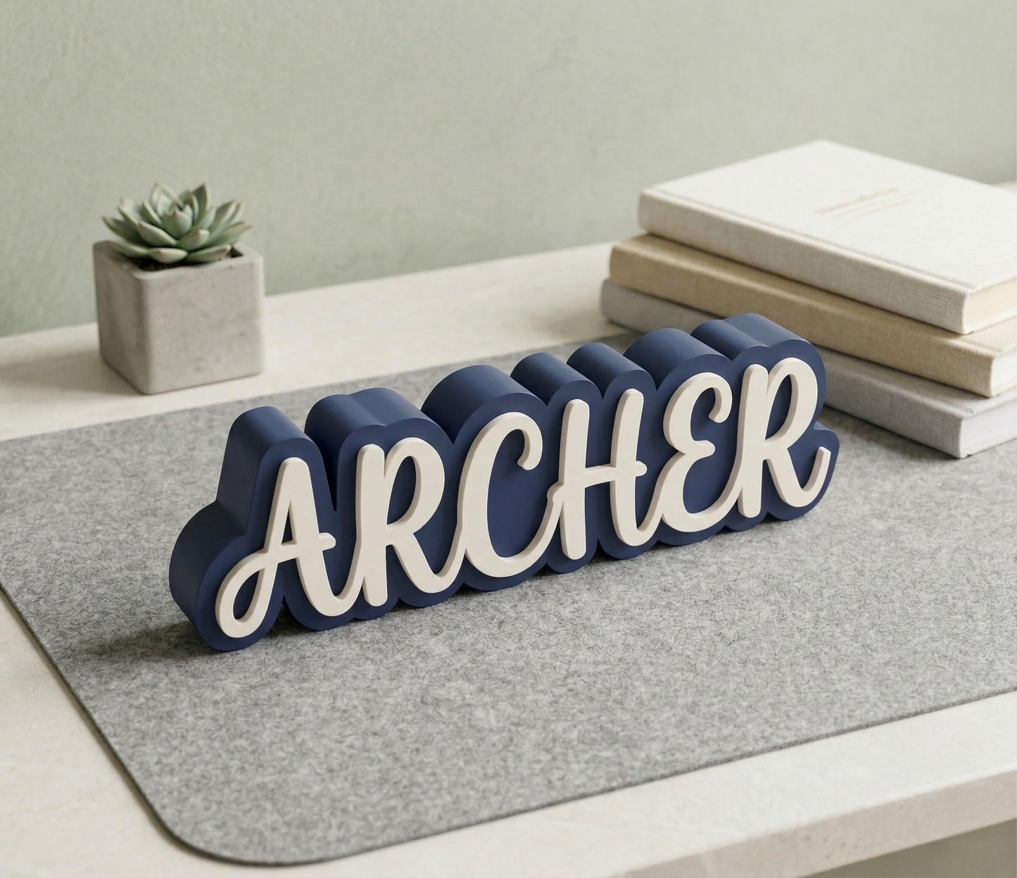 Personalized 3D Desk Name Plate – Custom Embossed Office Sign, Modern Decor
