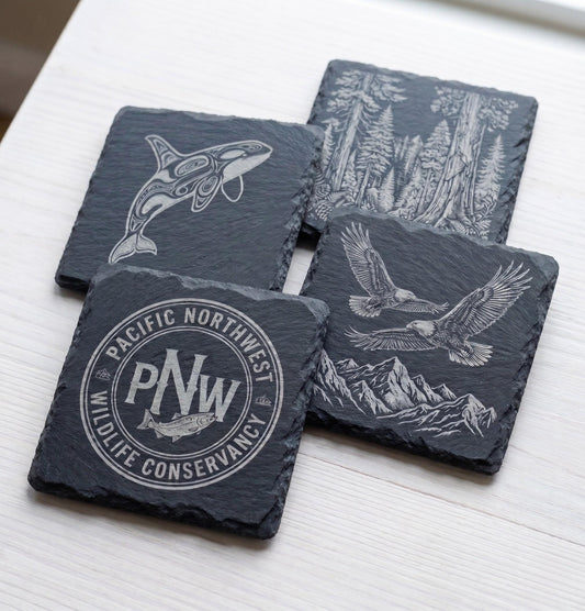 Personalized Slate Coasters – Laser Engraved Nature Wildlife Decor