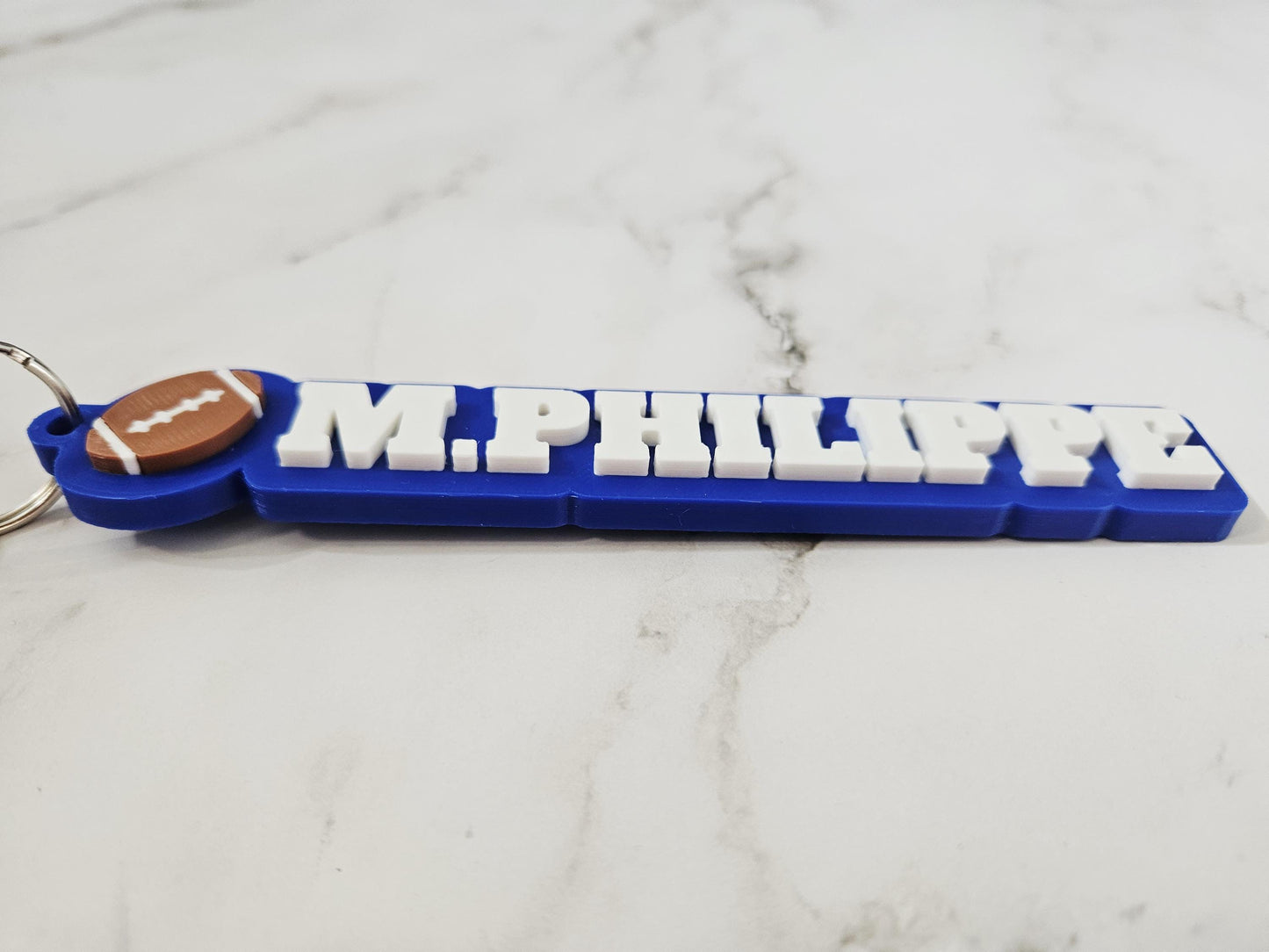 Custom Football Boy Name Keychain, 3D Printed Bag Tag, Sports Team Accessory