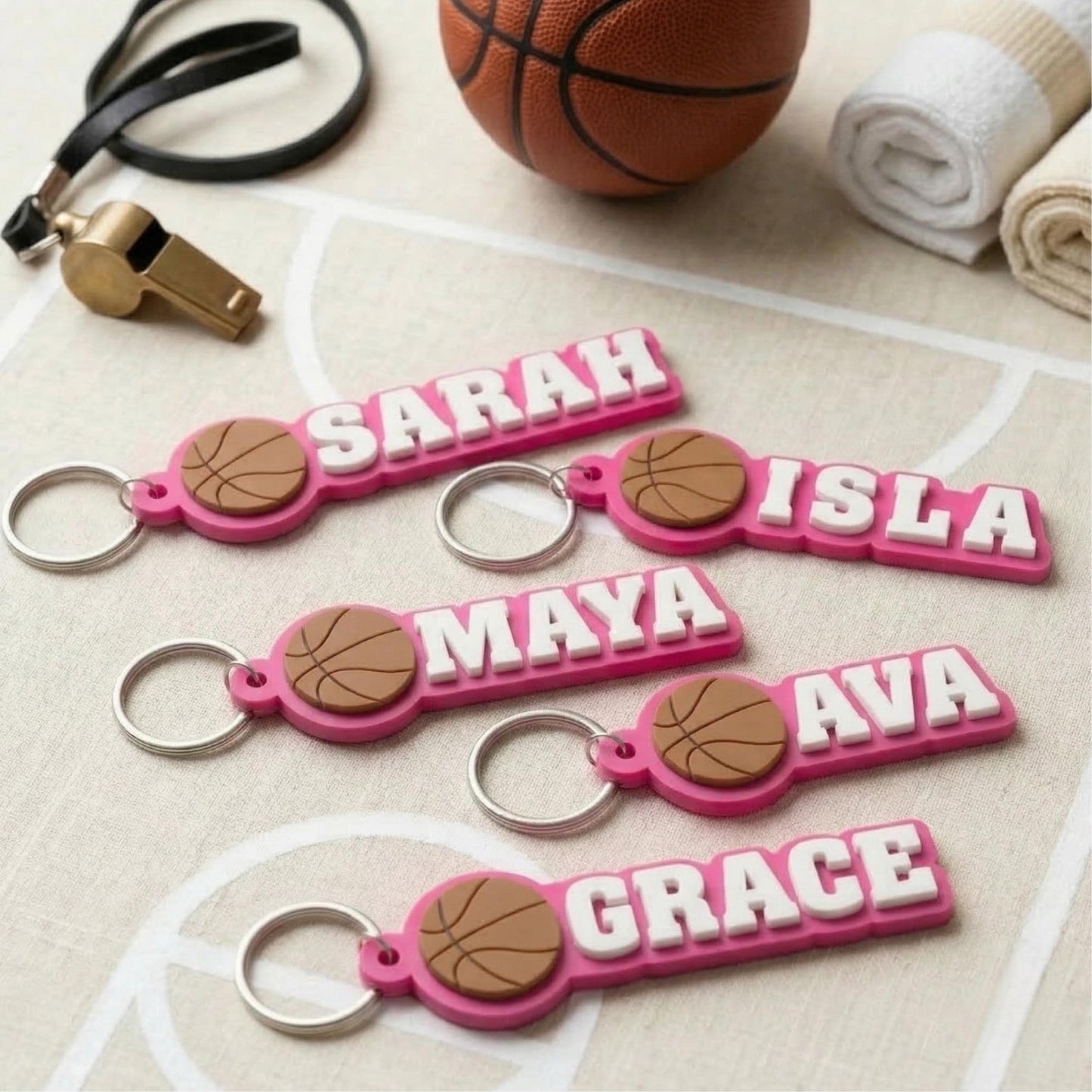 Custom Basketball Name Keychain, 3D Printed Bag Tag, Personalized Sports Team, Senior Night Gift