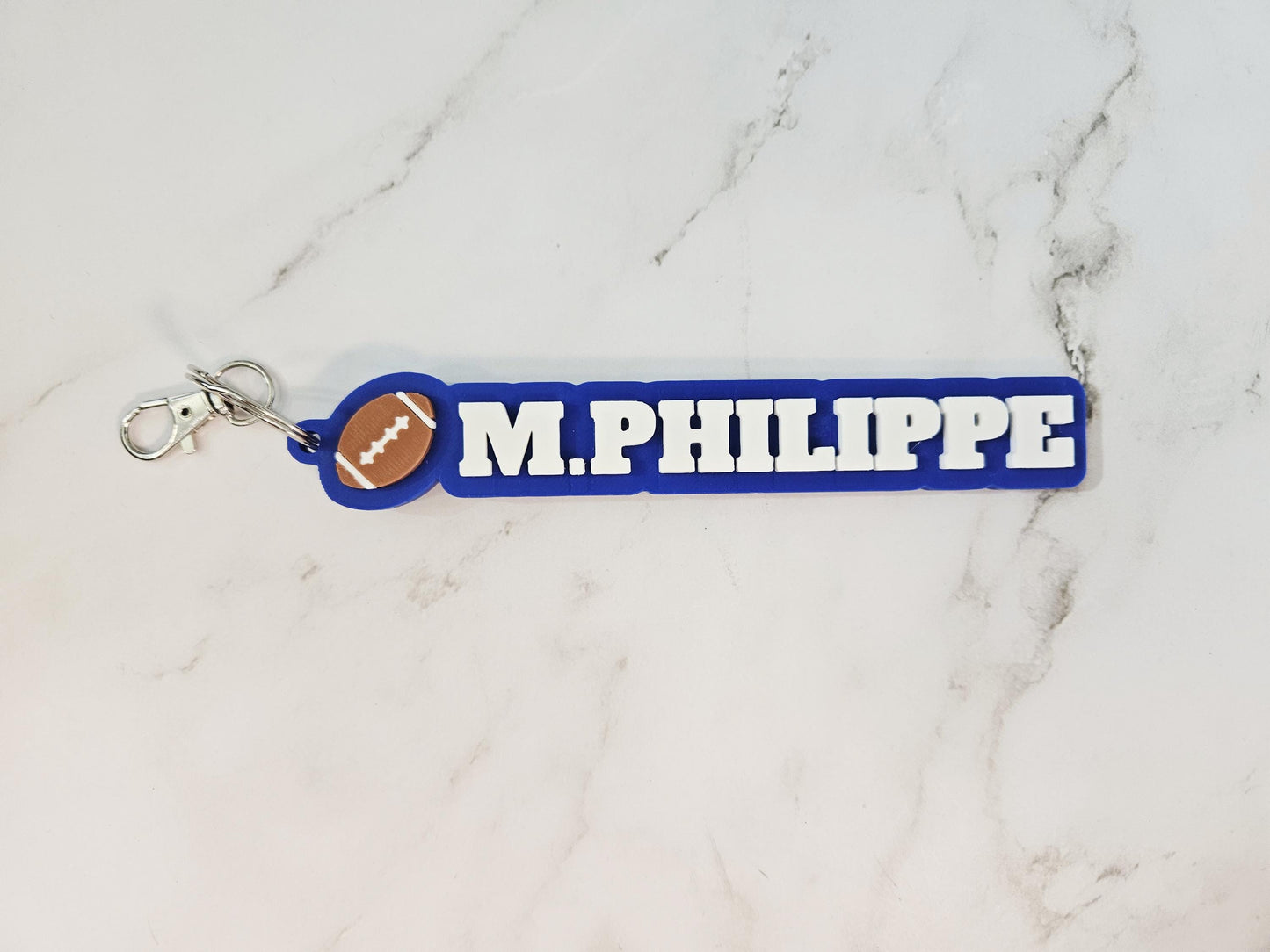 Custom Football Boy Name Keychain, 3D Printed Bag Tag, Sports Team Accessory