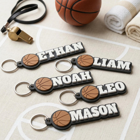 Custom Basketball Name Keychain, 3D Printed Bag Tag, Personalized Sports Team, Senior Night Gift