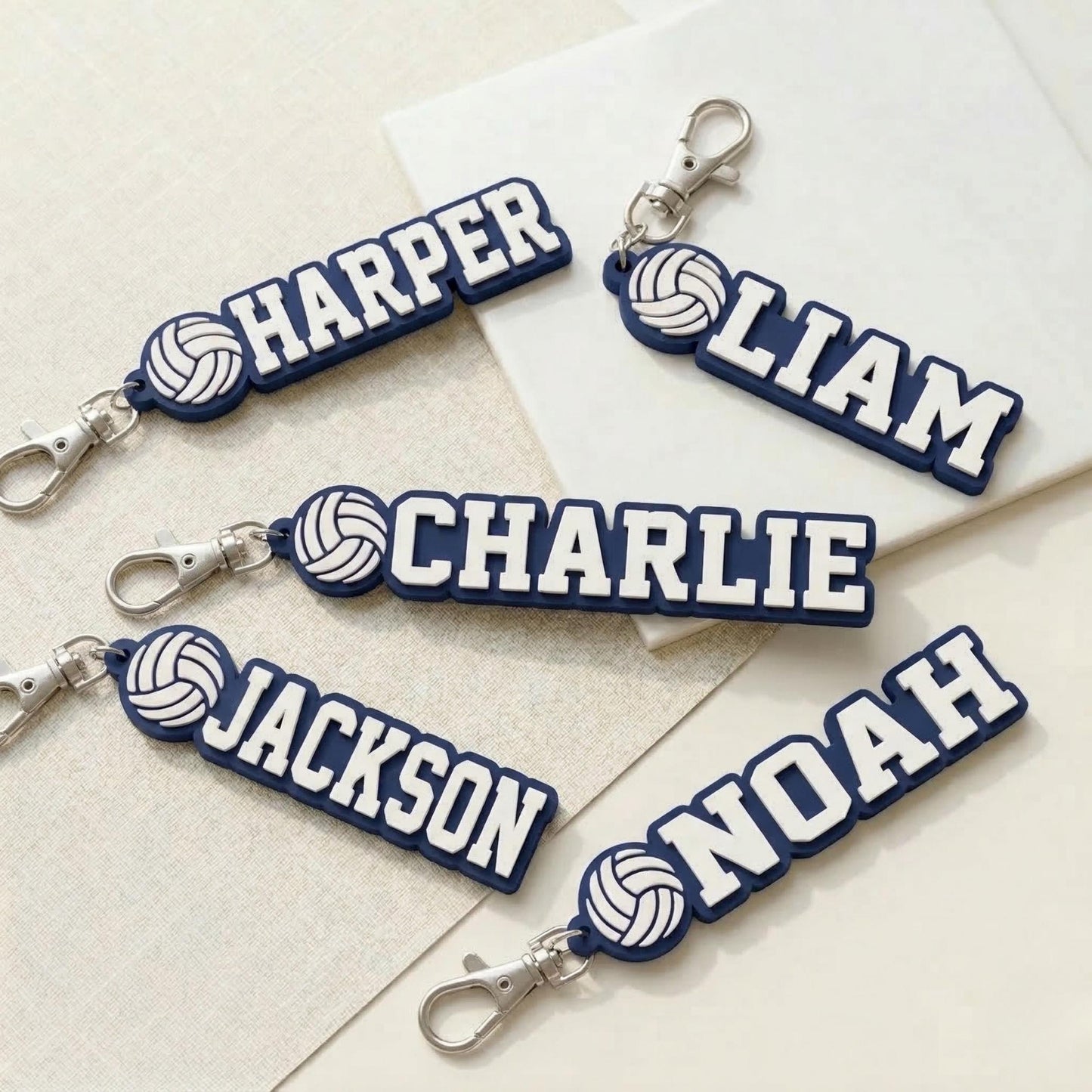 Custom Volleyball Boy Name Keychain, 3D Printed Bag Tag, Sports Team Accessory