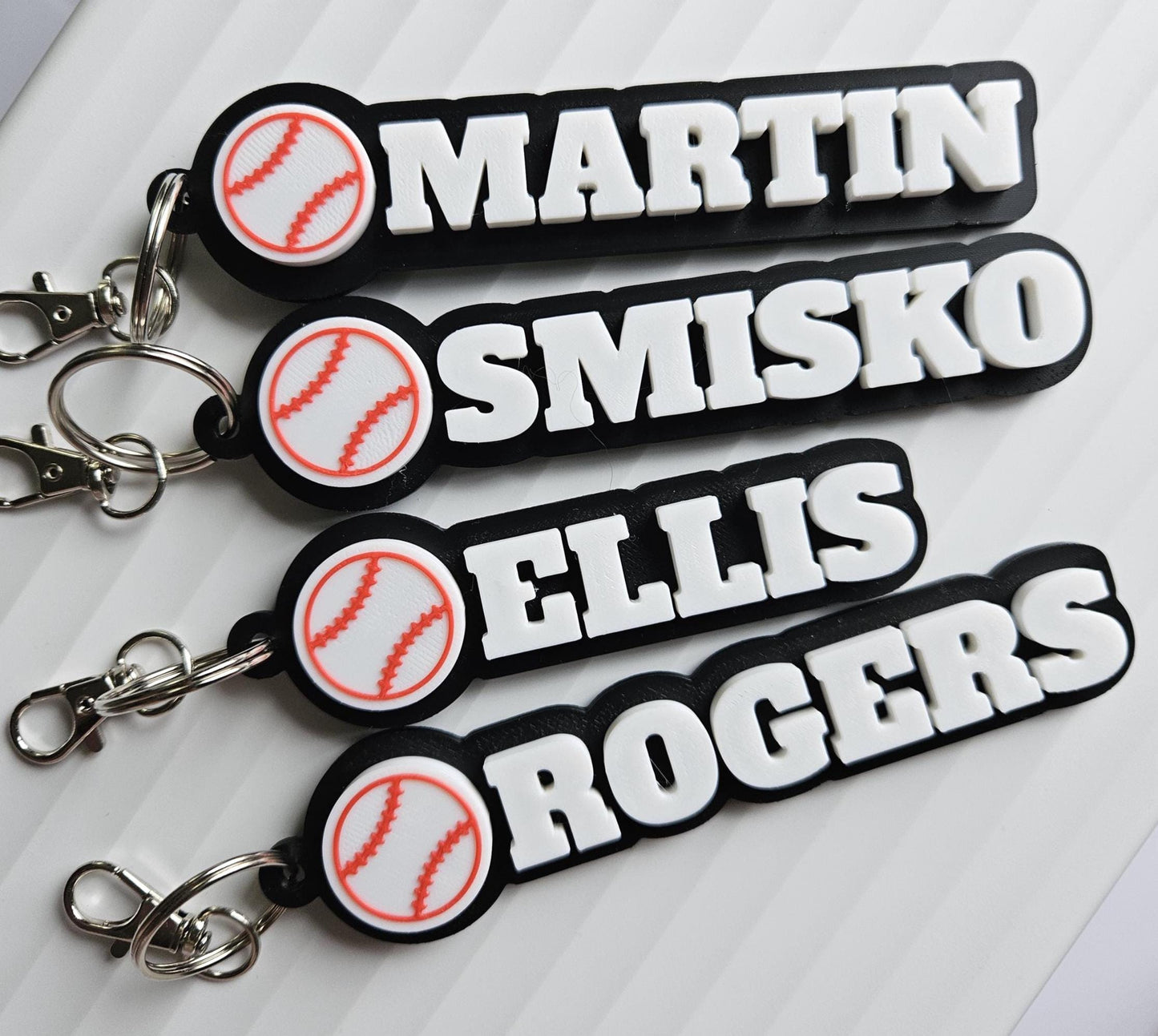 Personalized Baseball Keychain Custom Name Charm for Sports Team Gifts and School Backpacks