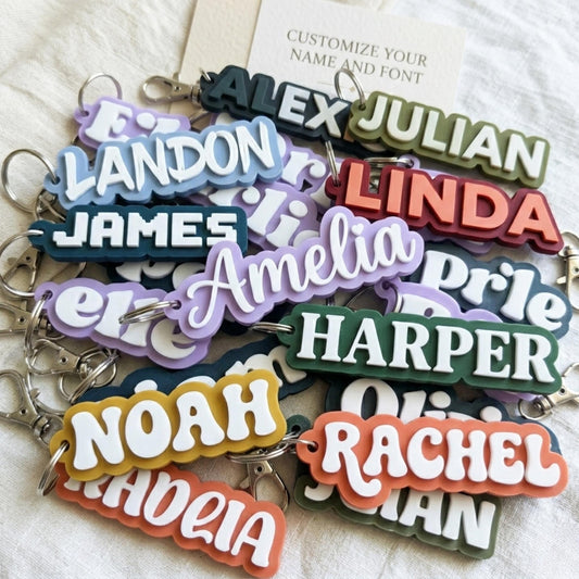 Personalized 3D Name Keychain, Custom Backpack Tag, School Label, Kids Gift, Colorful Accessory