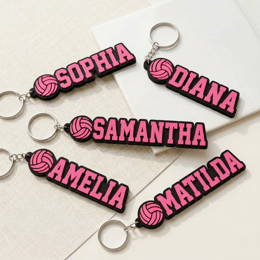 Custom Volleyball Girl Name Keychain, 3D Printed Bag Tag, Sports Team Accessory
