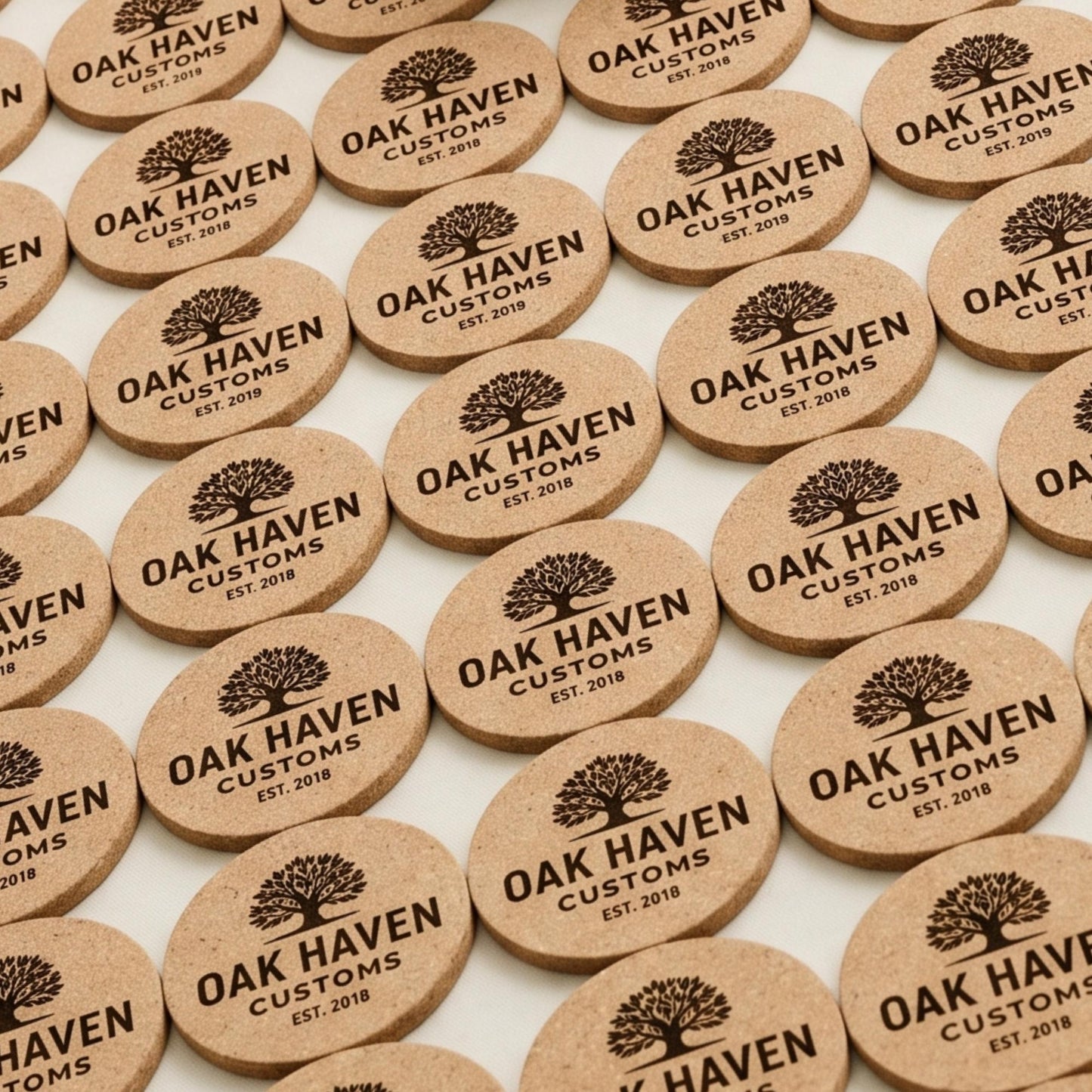 Custom Engraved Cork Coasters, Personalized Wedding Favors, Business Logo Promo