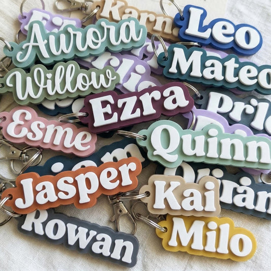 Personalized 3D Name Keychain, Custom Backpack Tag, School Label, Kids Gift, Colorful Accessory