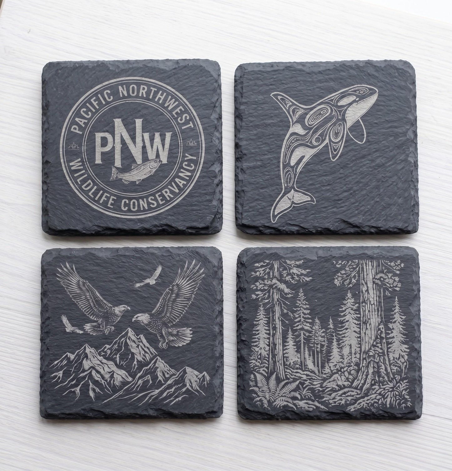 Personalized Slate Coasters – Laser Engraved Nature Wildlife Decor