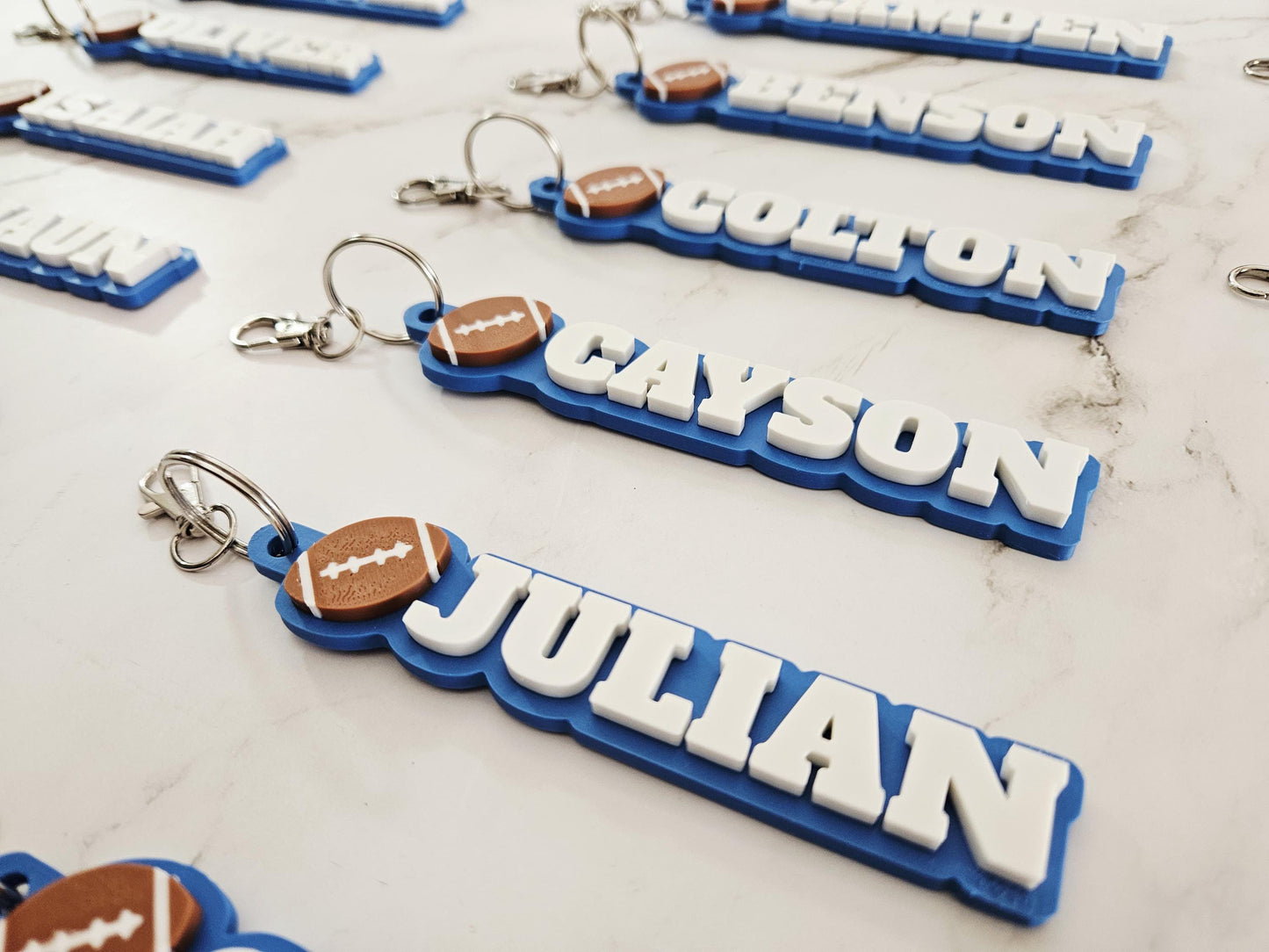 Custom Football Boy Name Keychain, 3D Printed Bag Tag, Sports Team Accessory