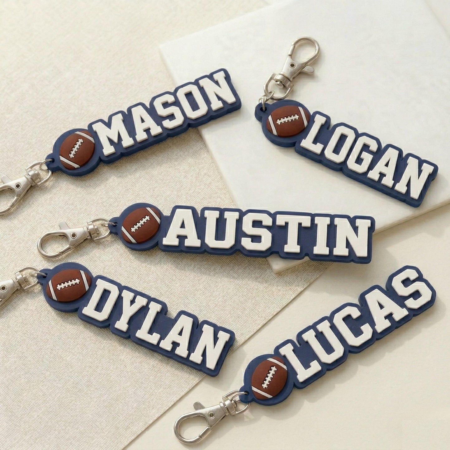 Custom Football Boy Name Keychain, 3D Printed Bag Tag, Sports Team Accessory