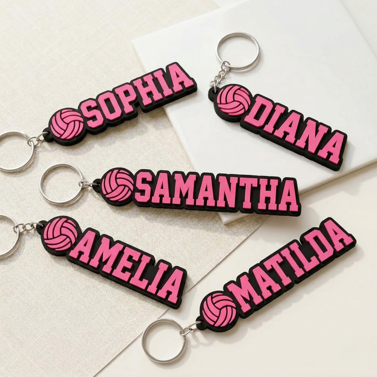 Custom Volleyball Girl Name Keychain, 3D Printed Bag Tag, Sports Team Accessory