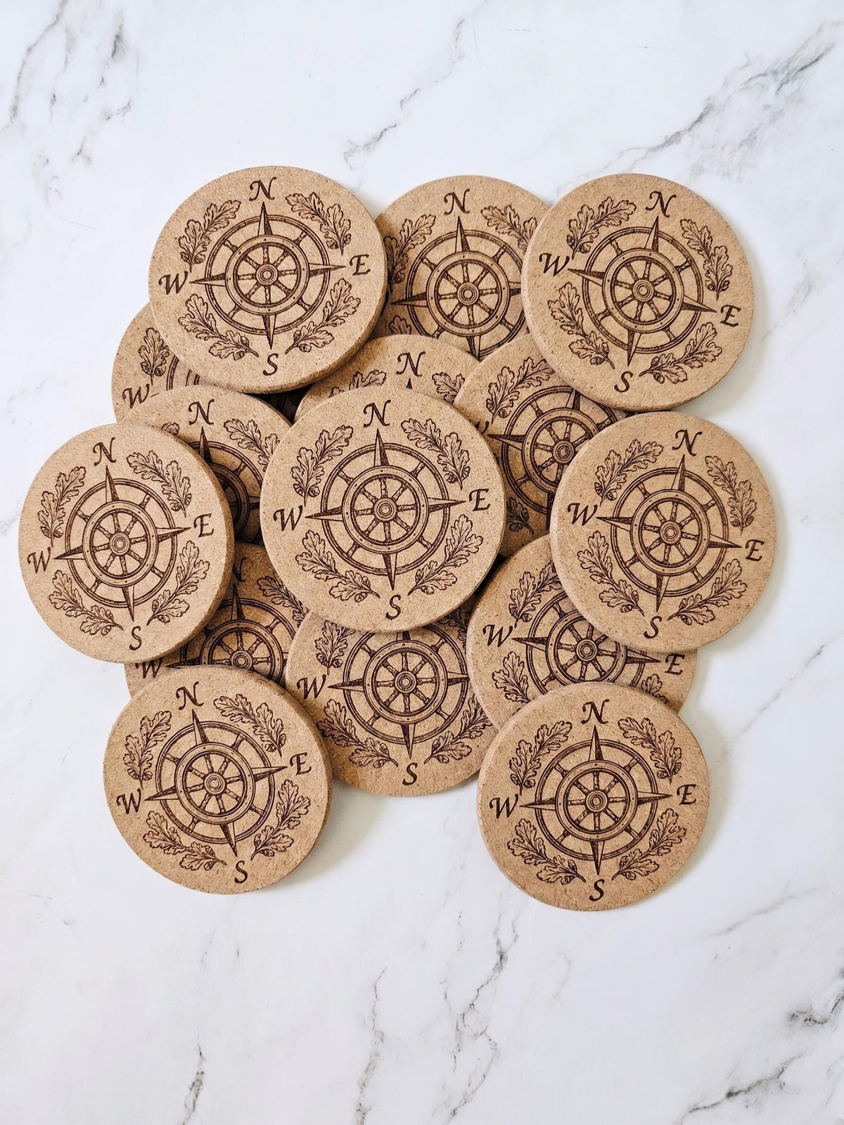 Personalized Cork Coasters, Custom Engraved Wedding Favors, Business Logo Promo - 4" Round