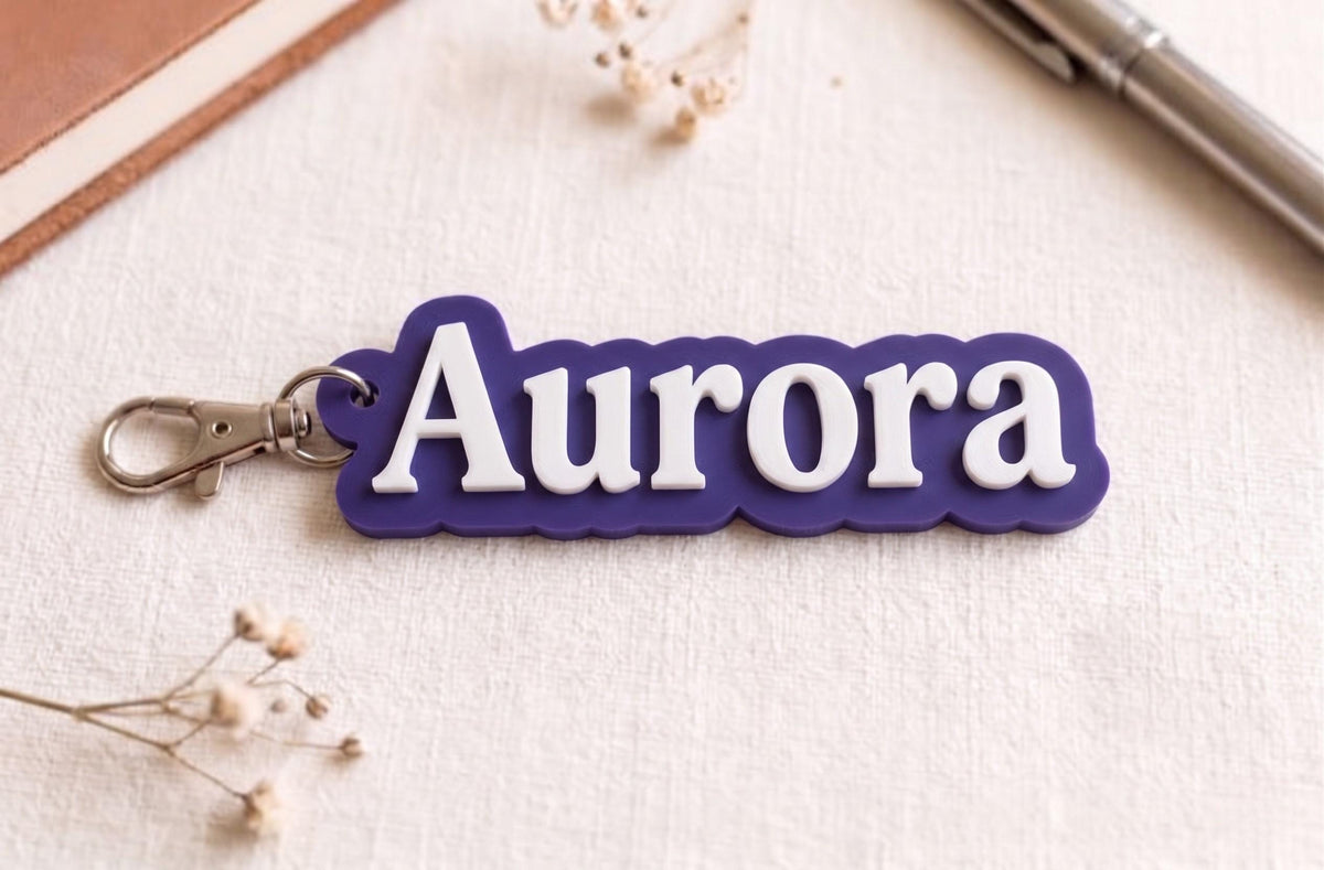 Personalized Name Keychain - Raised 3D Lettering Bag Tag, Custom Bridesmaid Gift Acrylic Look
