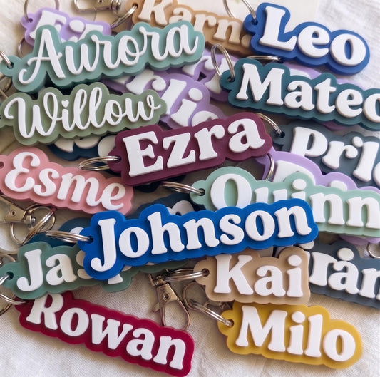 Personalized 3D Name Keychain, Custom Backpack Tag, School Label, Kids Gift, Colorful Accessory