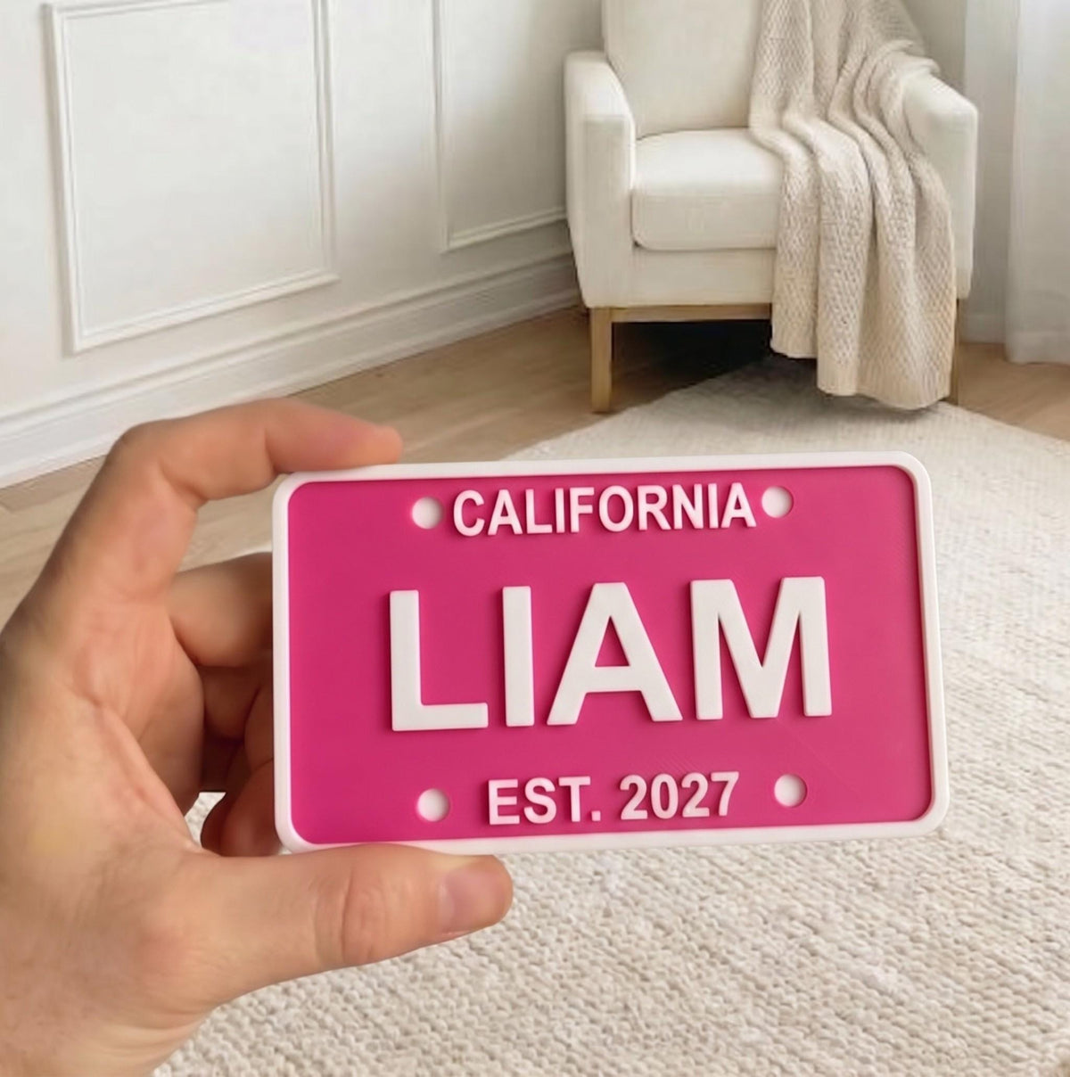 Personalized US State License Plate for Kids Ride On Cars | Custom 3D Printed Name Plate Toy Gift | Cozy Coupe Bike Wagon Stroller Tag