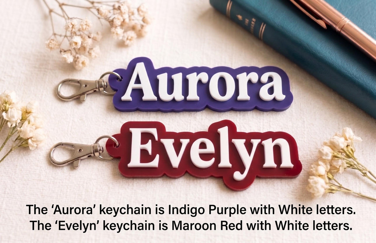Personalized Name Keychain - Raised 3D Lettering Bag Tag, Custom Bridesmaid Gift Acrylic Look