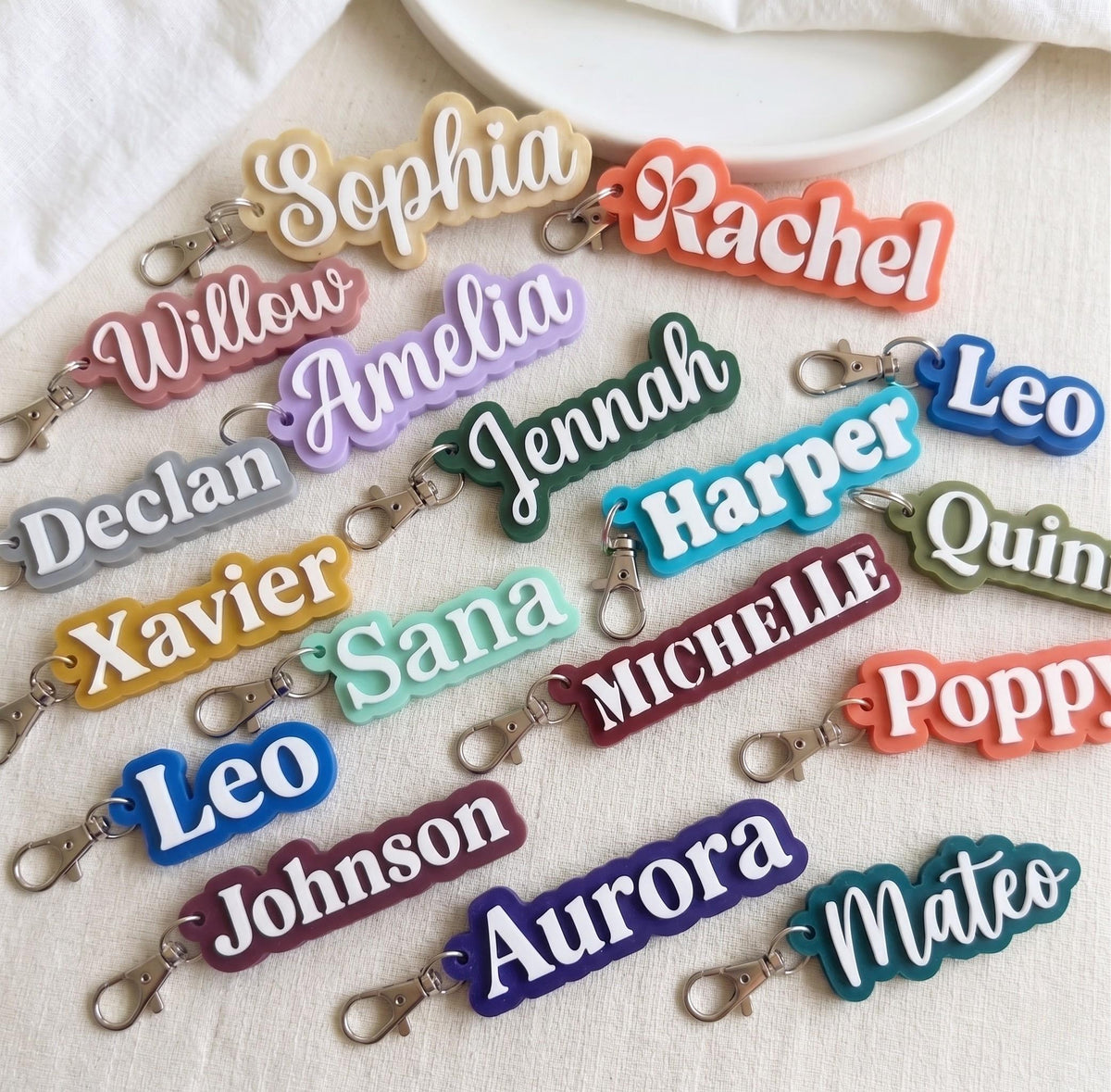 Personalized 3D Printed Name Keychain – Custom Backpack Tag, Kids School Bag Label