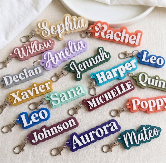 Personalized 3D Printed Name Keychain – Custom Backpack Tag, Kids School Bag Label
