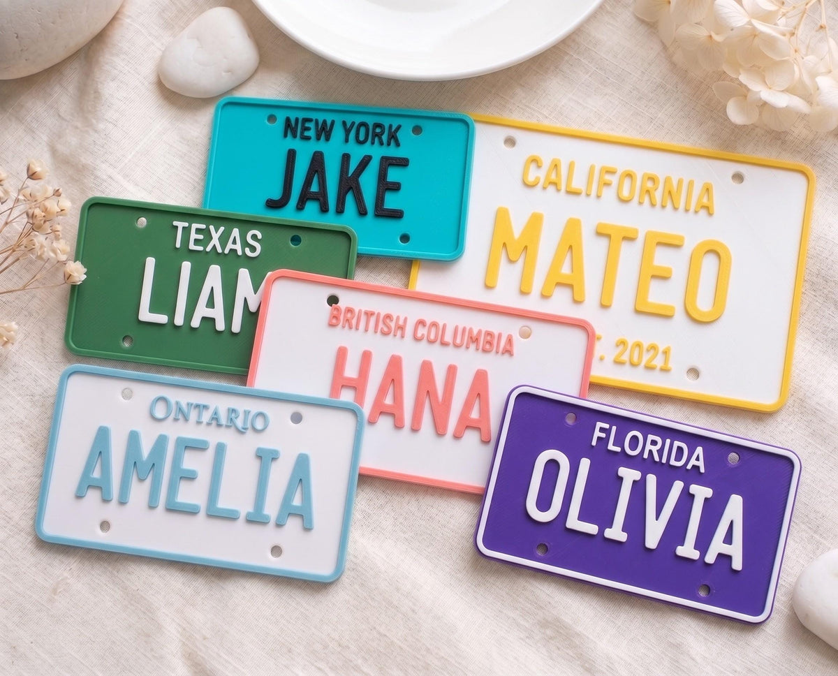 Custom Mini License Plate Keychain - Personalized Toy Car Name Tag - Kids Wagon Plate - Golf Cart Sign - Small Medium Large Custom Plate