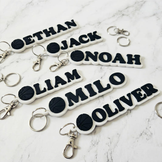 Personalized Basketball Keychain, Custom Name Backpack Tag, Basketball Team Gifts, Sports Bag Tag for Boys, Basketball Senior Night Gift
